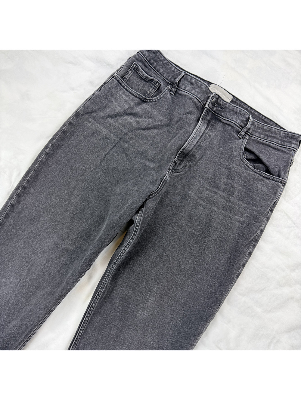 Everlane Curvy Cheeky Jeans Womens Washed Black High Rise Straight Stretch Denim